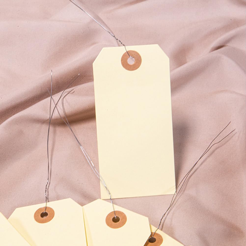 400 Pcs Wire Tags Blank Shipping Tags With Wire Manila Tags Label Hanging Tags With Reinforced Hole And Metal Wire I.60586272