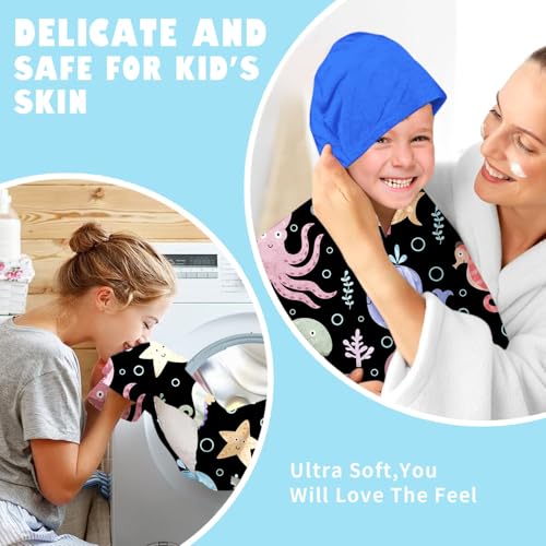 Image of Shark Boys Beach Towel with Hoodie for Kids Toddlers Age 4-8,Shark Blue Bath Towels Shower Wrap for Boys, Hooded Poncho Beach Blanket for Pool Swimming Cute Wearable Bath Towel for Child