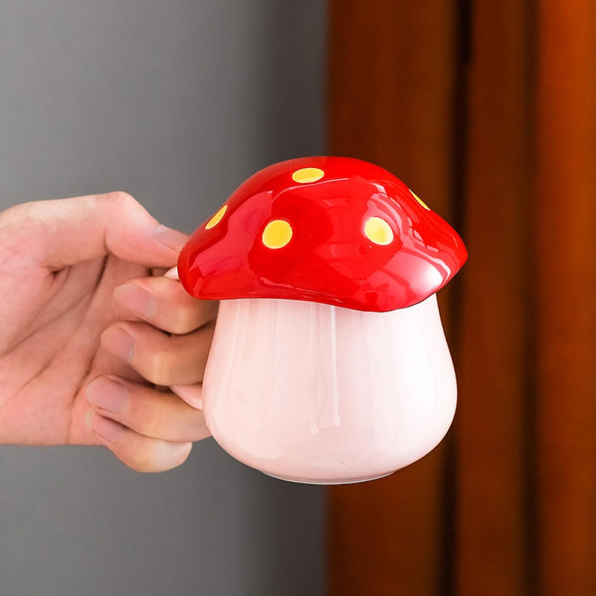 Gatuida 2 Tazas de Cerámica Diseño de Hongo para Café y Chocolate Caliente, Paquete de 2 Piezas, Ideales para Cafeterías y Uso en Casa