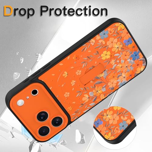 Coque MagSafe iPhone 17 Pro Max fleurie avec anneau support de transport
