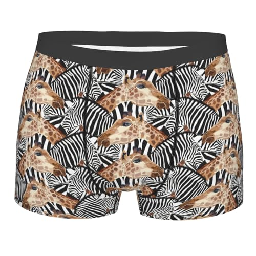 Zebra and Giraffe Print Men's Sexy Underwear Classical Boxer Briefs Stretch Support Trunks