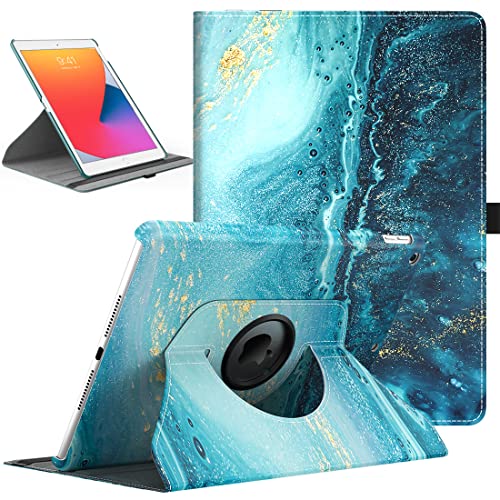 TiMOVO Case for New iPad 9th Generation 2021/8th Gen 2020/7th Gen 2019, 360 Degree Rotating Stand Protective Cover, Smart Swivel Case with Auto Sleep/Wake Fit iPad 10.2-inch - Gilding Texture