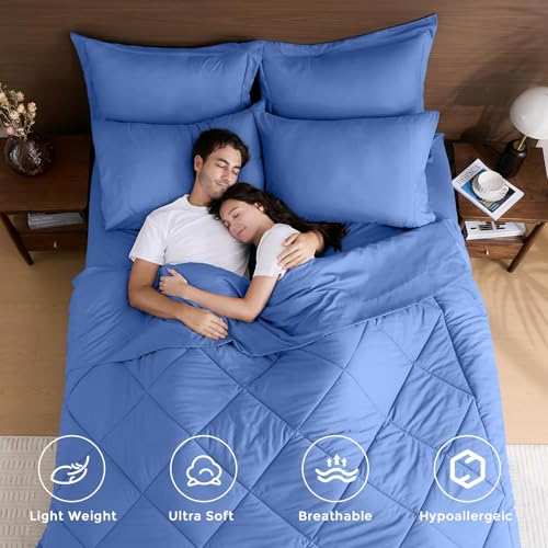 HEVUMYI Royal Blue Twin Comforter Set - 5-Piece All Season Bed in a Bag Twin, Ultra Soft Bedding Set with Comforter, Flat Sheet, Fitted Sheet, Pillowcases, Pillow Shams
