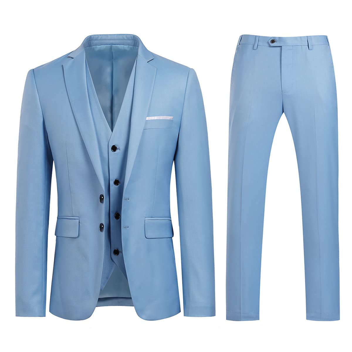 YOUTHUP Abito da Uomo 3 Pezzi Abiti Eleganti in Puro Colore Slim Fit Blazer Gilet Pantaloni