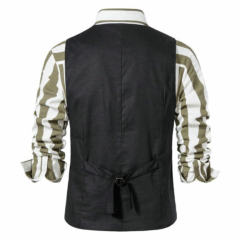 Chaleco de rayas elegante caballero chalecos de vestir con botones 3