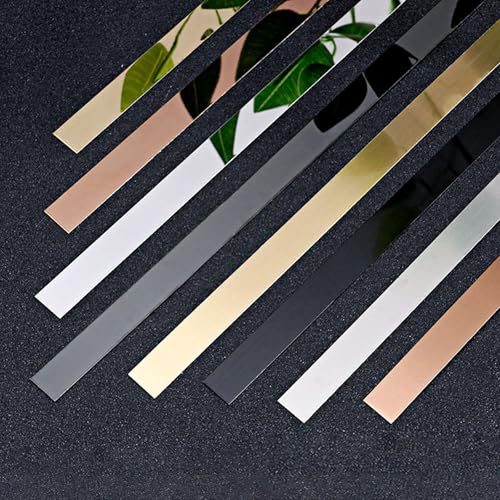 Borde de Espejo Negro, Moldura de Metal Impermeable para Espejo, Kit de Moldura de Acero Inoxidable para Decoración de Baño, Pared Y Chimenea (10 mm X 8 M)