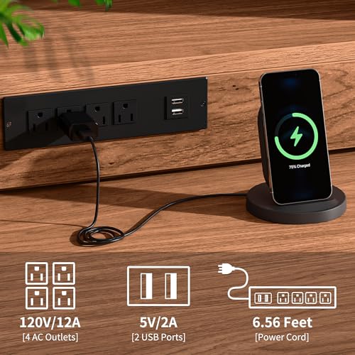 DWVO Sewing Craft Table with Storage, Craft Armoire with Fold-Out Table and USB Power Outlets, Large Capacity Sewing Cabinet with Adjustable Shelves for Home or Studio - Image 6