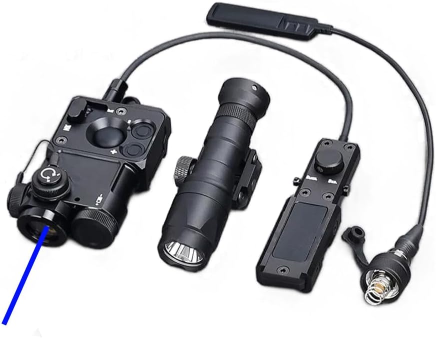 Metal PST4 Box Laser Sights(with IR Laser+Red/Green/Blue Laser Sight+Remote Pressure Switch), & M300A Strong White LED Flashlight Combo, Black