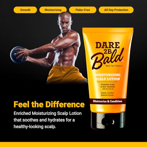 Image of Dare 2B Bald Complete Head Care Trio | Cleanse, Shave, Moisturize | Tea Tree Oil Bald Head Regimen for Men | Scalp Cleanser 8 oz, Shave Cream 5 oz, Moisturizer Lotion 4.75 oz