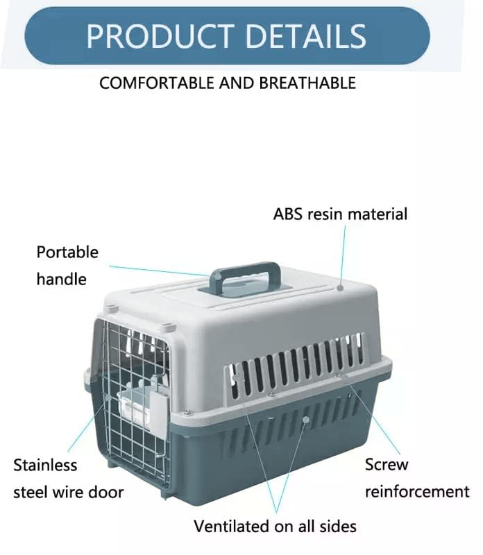 Image of Petarchi 19 Inch Pet Travel Carrier for Dogs, Cats, Kittens, Puppies & Rabbits | Dog Crate | Metal Door Spring Lock Ventilated Transport Box, Portable Kennel Cage for Shih Tzu, Pug (White & Grey)