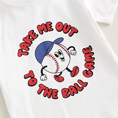Wallarenear Toddler Baby Boy 2Pcs Short Sleeve Outfits Baseball Print T-Shirt+Drawstring Shorts Summer Baseball Sports Clothes (White, 0-6 Months) #TOP4