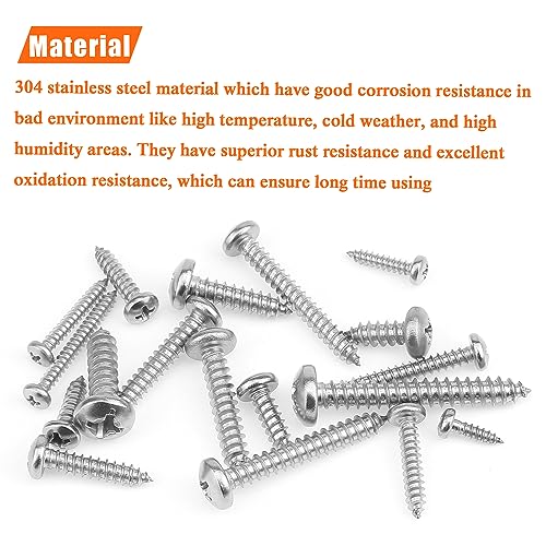 Helifouner HELIFOUNER---WOOD---SCREWS 540 Pieces #4#6#8#10#12 Wood Screws Set, Helifouner 18 Sizes Phillips Pan Head Self-Tapping Screws Assortment Kit thumb #2