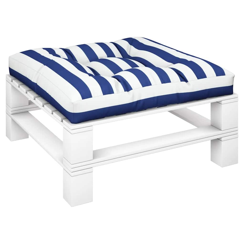 Cuscino per pallet, 80 x 80 x 12 cm, blu e bianco, a righe, per mobili in pallet e divano da giardino, comodo cuscino in tessuto robusto per esterni e interni, grande cuscino da pavimento