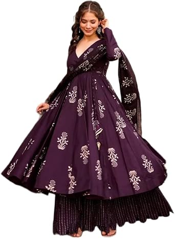Indian Womens Printed Kurta Kurti Top Tunic Casual Evening wear Anarkali Kurta Set with Dupatta
