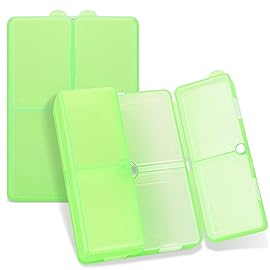FYY Daily Pill Organizer,7 Compartments Portable Pill Case Travel Pill Organizer,[Folding Design] Large Pill Box for Purse Pocket to Hold Vitamins,Cod Liver Oil,Supplements and Medication-Clear Green