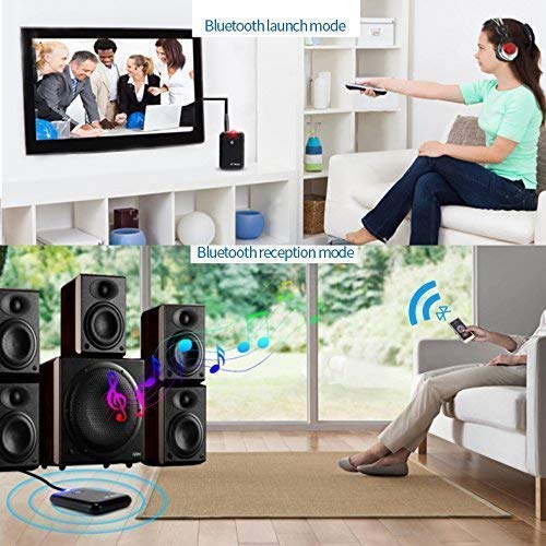 Bluetooth Transmitter and Receiver Splitter 2-in-1 - High Fidelity Long Range Low Latency Audio Bluetooth Adapter with Audio Cable + RCA Cable + USB Charging Cable - Thumbnail 3