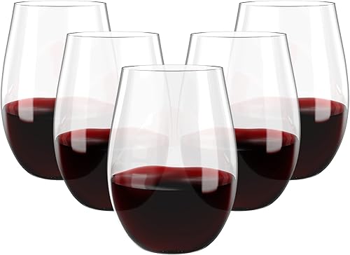 Miniatura 9 de FOCUSLINE Paquete de 32 copas de vino de plástico de 12 onzas  Copas de vino desechables sin tallo, de plástico con borde dorado, copas de vino
