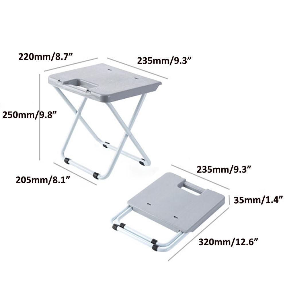 2 sgabelli da campeggio, sgabelli pieghevoli alti 25,4 cm, peso 0,6 kg, leggero, capacità di carico fino a 90,7 kg, per viaggi, escursionismo, barbecue, pesca, spiaggia (grigio)