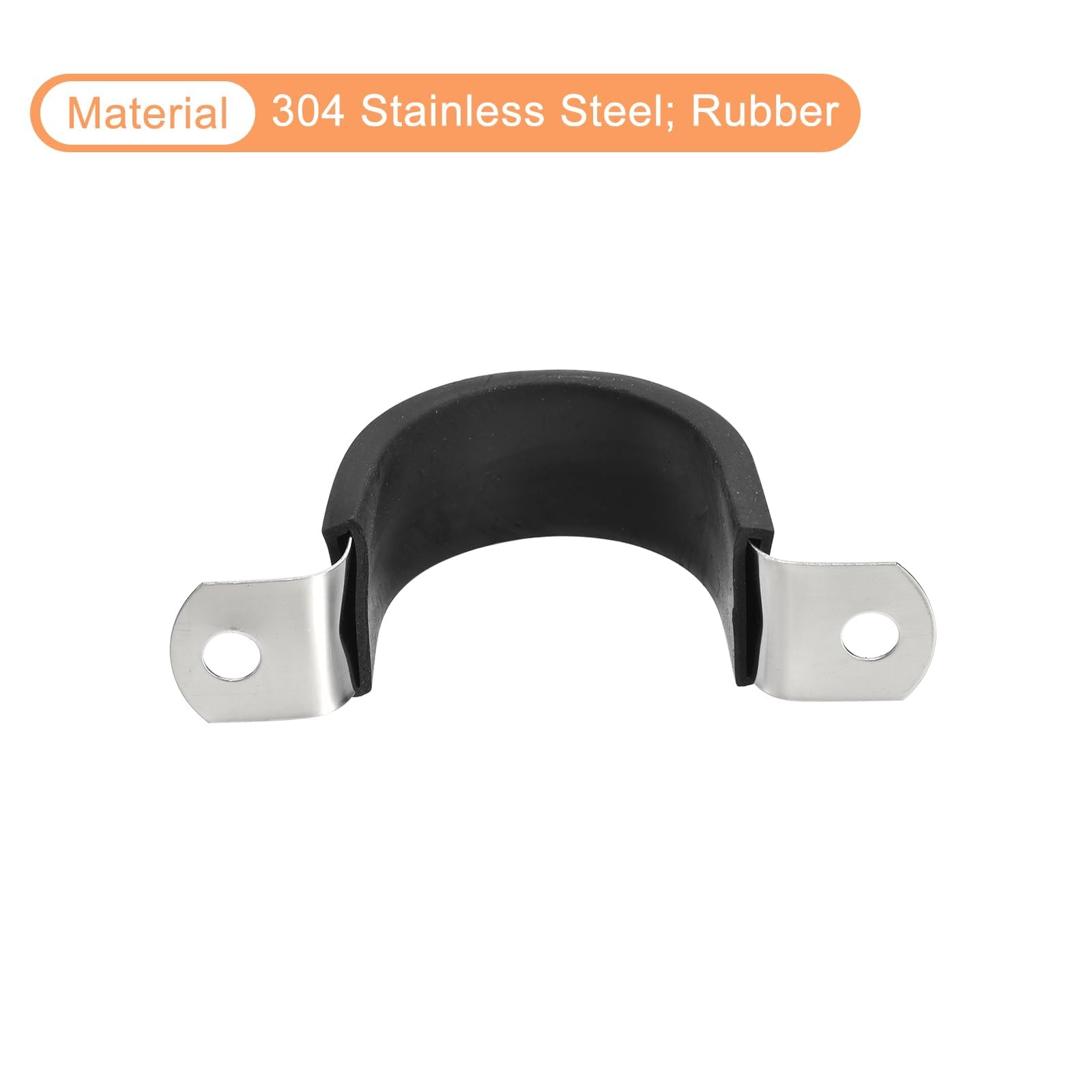 TA-VIGOR 12Pcs U-Shaped Stainless Steel Rubber Cushioned Pipe Clamp, Black, 42mm OD, Pipe Tube Wire Fixing, Laying, Plumbing - Image 4