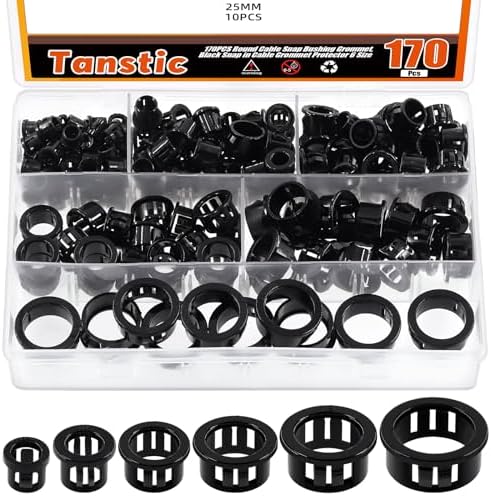 Amazon.com: Tanstic 170Pcs 6 Sizes Cable Snap Bushing Grommets Kit ...