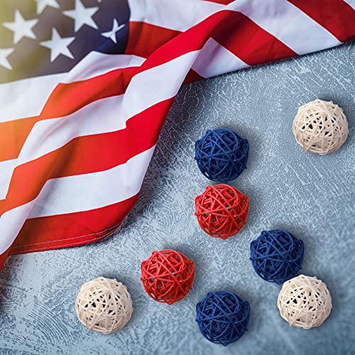 30 Pcs Patriotic Rattan Balls 4Th Of July Decorative Balls For Bowl 1.8 Inch Red White And Blue Table Wicker Balls For Decorating Bowl Filler Vase Filler Spheres For Table Independence Day Home Decor #TOP4