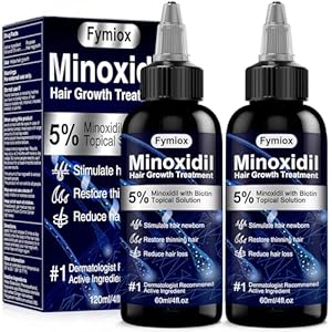 5% Minoxidil for Men and Women Hair Growth Oil, Monoxide Beard Hair Growth Serum Products, Hair Regrowth Treatment for Hair Loss, Thicker Fuller Hair (2 x 60ML)