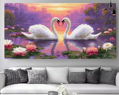 Diamond Painting Fleur cygne XXL 70x210cm broderie diamant 5D complet