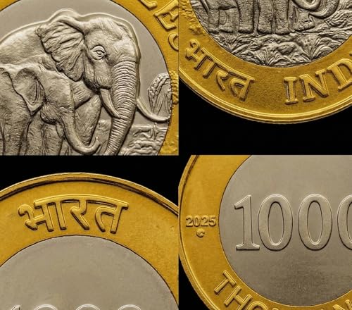 Image of 1000 Rupees 2025 Twin Elephants, India Fantasy Rare Bi-Metallic Coin