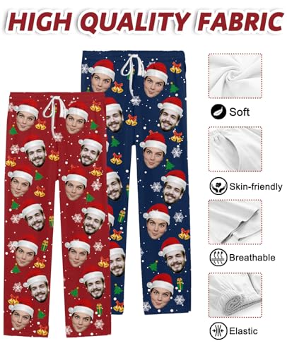 Custom Face Pajama Pants with Photo for Men Women Personalized Pj Bottoms with Pictures Customized Christmas Gifts4