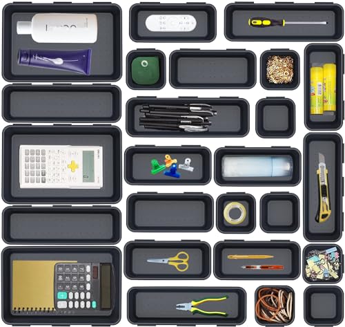 Kutesna 25 PCS Interlocking Desk Drawer Organizer...