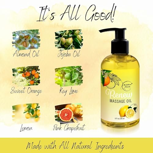 Brookethorne Naturals RENEW MASSAGE OIL With Orange, Lemon & Peppermint Essential Oils - Great For Massage Therapy Or Home Use. Ideal thumb #4