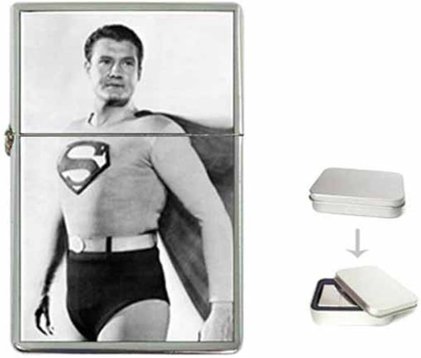 GEORGE REEVES SUPERMAN AMERICA'S HERO NEW Flip Top Lighter With Gift Tin