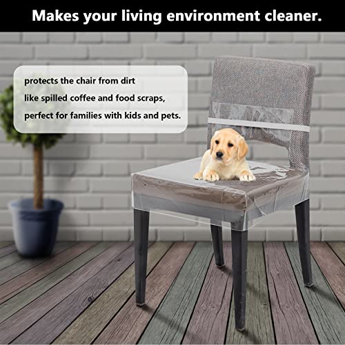 Wokire 2-Pack Dining Chair Cover, Reusable Waterproof, Stain And Pet Scratch Resistant Chair Covers, Clear Vinyl Seat Protector, Fits Most Standard Size Seats (W/21 X D/20 Inch) #TOP5
