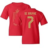 Belgium Soccer Cup Fan - De Bruyne 7 Jersey Style Youth Unisex T-Shirt (Red, Youth Large)