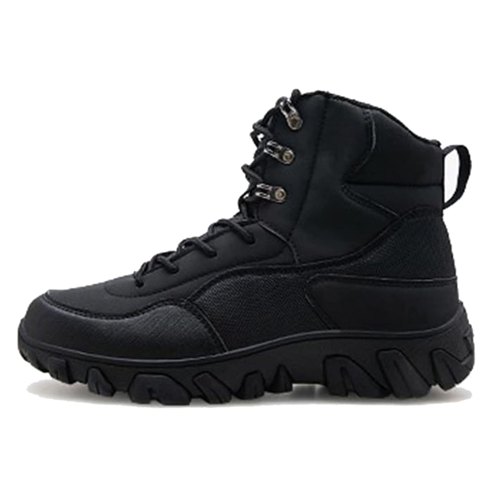 HLZHJXBCombat Boots Men, Military Tactical Boots Safety Ankle Boots Durable Army Patrol Boots Outdoor Sports Hiking Boots High Top Breathable Work Boots,Black,46 EU