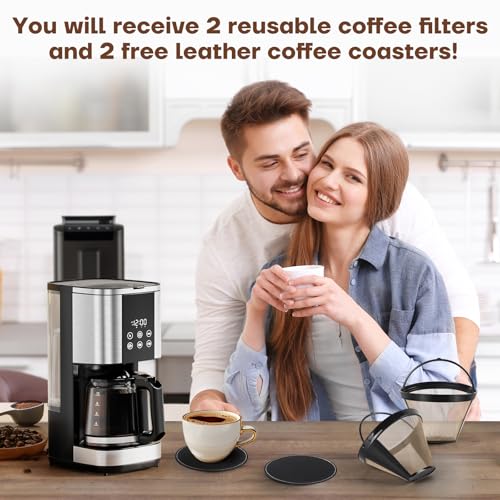 Wiederverwendbare Kaffeefilter, 4 für Permanentfilter für Ninja-Kaffeemaschine für Cuisinart Filterkorbersatz (2 Kaffeefilter und 2 Kaffeeuntersetzer) – Bild 3