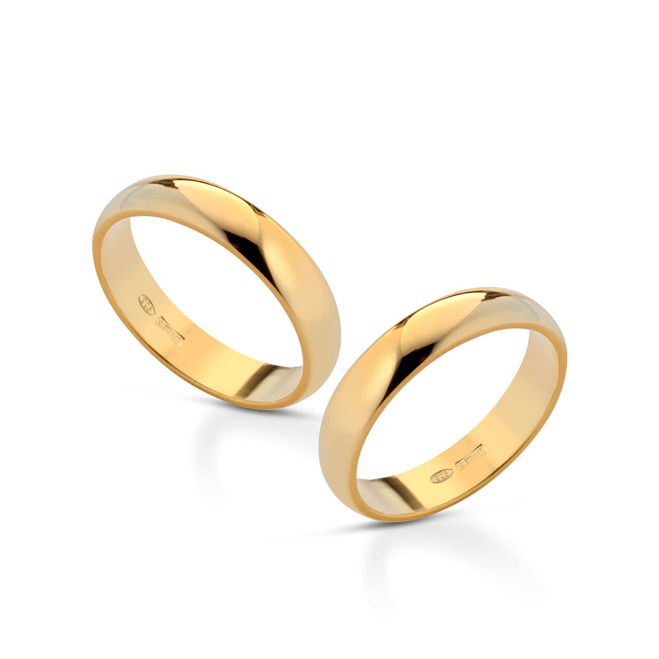 Coppia Fedine Personalizzabili in Argento 925 con Incisione Nome e Data - 2 Anelli Fidanzamento Lui e Lei - Fedina Personalizzata Uomo Donna - Regalo San Valentino, Anniversario - Placcato Oro