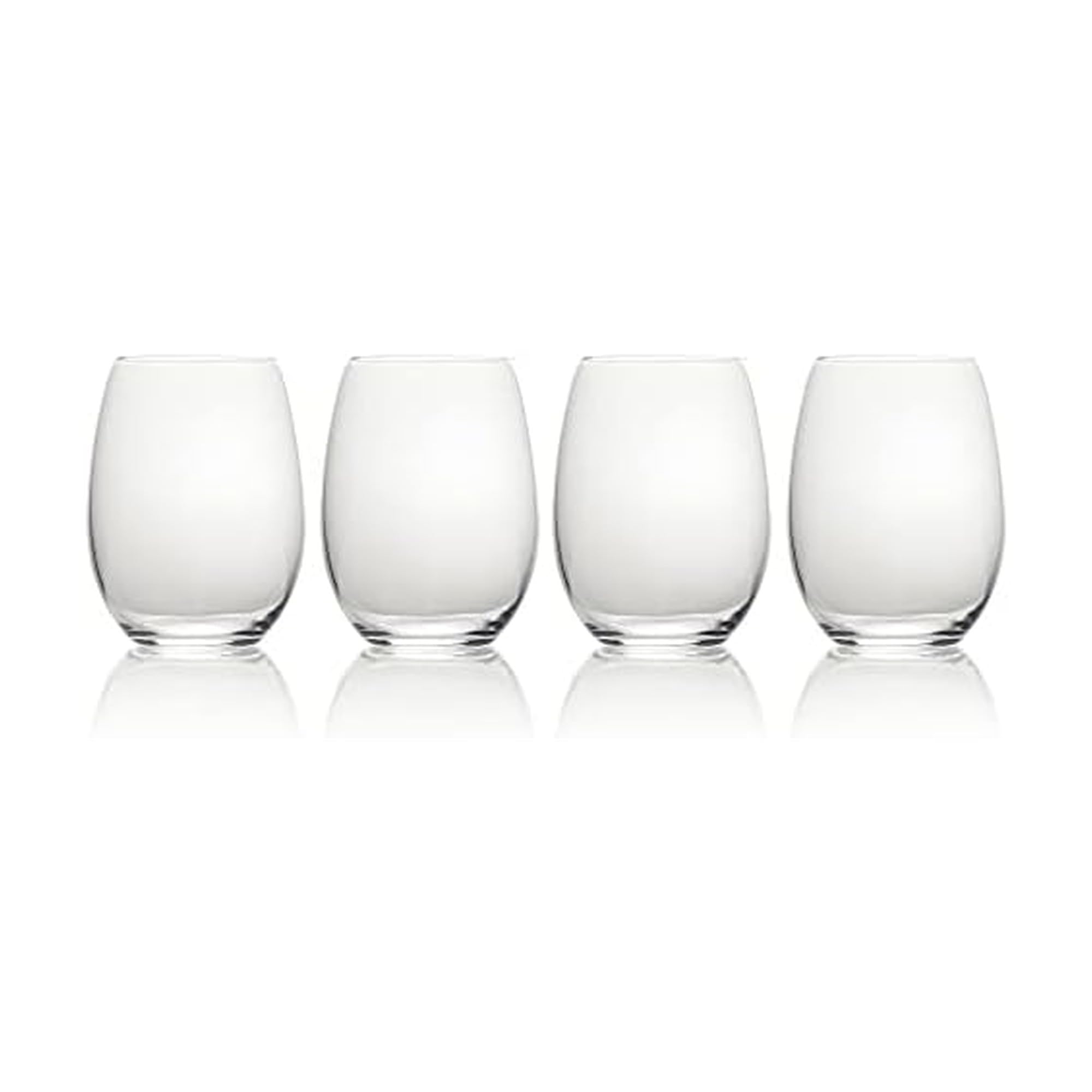 Julie Luxury Lead-Free Crystal Stemless Wine Glasses, 560 ml, Clear, Set of 4