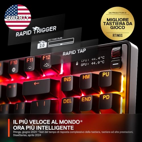 Apex Pro TKL Gen 3 Tastiera Meccanica Gaming - HyperMagnetic OmniPoint 3.0 switch - Attuazione regolabile - Innesco rapido - Tocco rapido/SOCD - OLED - RGB - USB-C - US QWERTY - Tastiera gaming - Immagine 1