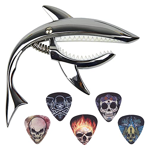 Capodastre Guitare Capo Guitare Acoustique avec 5 Pièces Médiators Capodastre Ukulele, Forme de Requin, Alliage de Zinc… - Les Beatles, Paul McCartney, John Lennon, RIngo Starr, George Harrison Capodastre Guitare Capo Guitare Acoustique avec 5 Pièces Médiators Capodastre Ukulele, Forme de Requin, Alliage de Zinc…