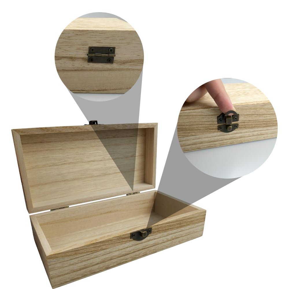 4 Petits Coffres En Bois à Décorer - Boîte Rangement Bijoux, Cadeau Créatif, Style Rétro
