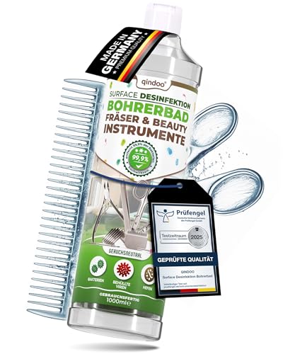 Qindoo Instrumentendesinfektion Bohrerbad Desinfektion Fräser, Fußpflege, Nagelstudio, Friseur, Barber, Dermaroller Kosmetik Instrumente, Ultraschall geeignet
