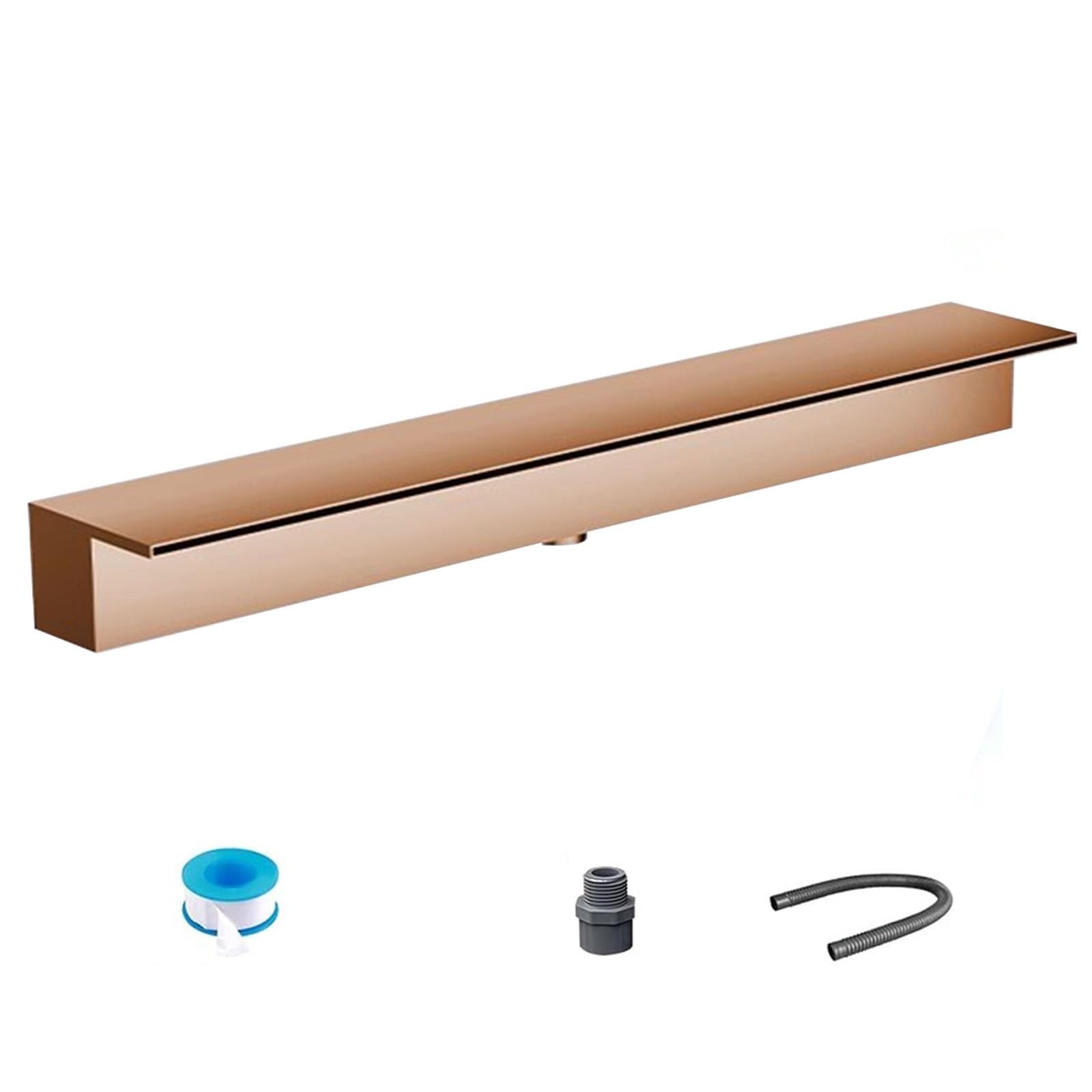 Boîte de trop-plein pour cascade avec tuyau souple et raccord PVC, sortie de 145 cm de large - Idéale pour les jeux d'eau de jardin, gris clair, conception durable pour une installation faci