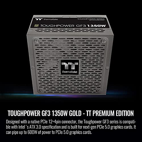 Image of Thermaltake Toughpower GF3 ATX 3.0 1350W 80+ Gold Full Modular SLI /Crossfire Ready Power Supply, PCIe Gen.5 12VHPWR Connector Included, PS-TPD-1350FNFAGU-4, 10 Year Warranty