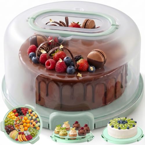 uandu Kuchen Transportbox Rund – Tortenbox mit Deckel & Tragegriff für Torten, Muffins & Cupcakes