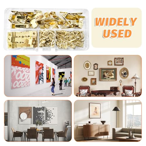 Image of 150 pcs Picture Hanging Kit - 30 Pcs Sawtooth Frames, 30 Hooks, 60 Screws, 30 Nails for Hanging Photos, Artwork