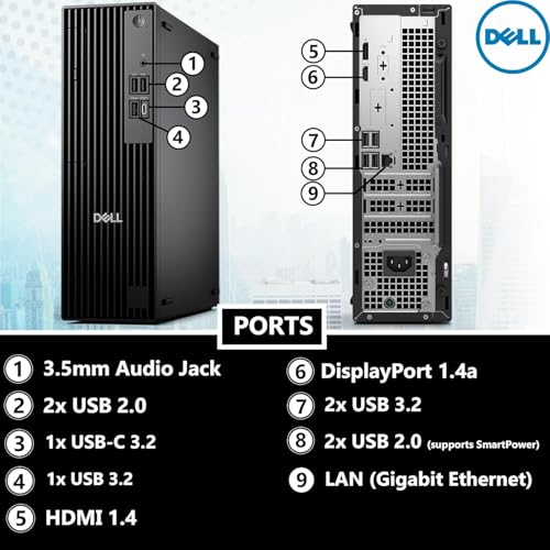 Image of Dell Pro Slim QCS1250 SFF Desktop, New OptiPlex Version, 14th Gen i9-14900K (24 Cores, Up to 6.0GHz), 64GB DDR5 RAM, 4TB PCIe SSD, HDMI+DP, Up to 4 Monitor Support, USB-C, Wi-Fi 6E, Windows 11