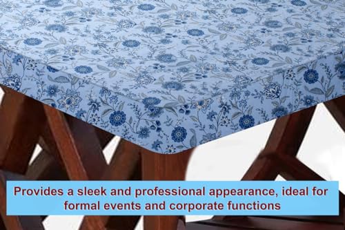Image of The Furnishing Tree Elastic Cotton Square Center Table Cover 36x36 in Inches Floral Navy Blue