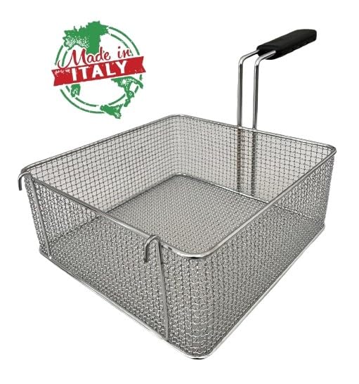 FCR0252 - CESTINO MADE IN ITALY PER FRIGGITRICE PROFESSIONALE MISURE 290X300X120H MM + GANCI IN ACCIAIO CROMATO CESTELLO FRIGGITRICE ACCIAIO