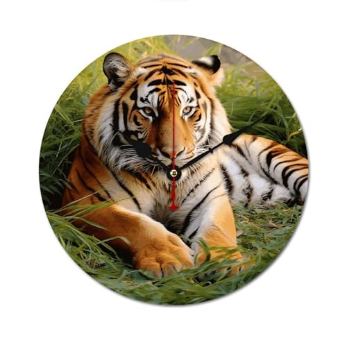 Horloge murale décorative moderne tigre bois design épuré - 2